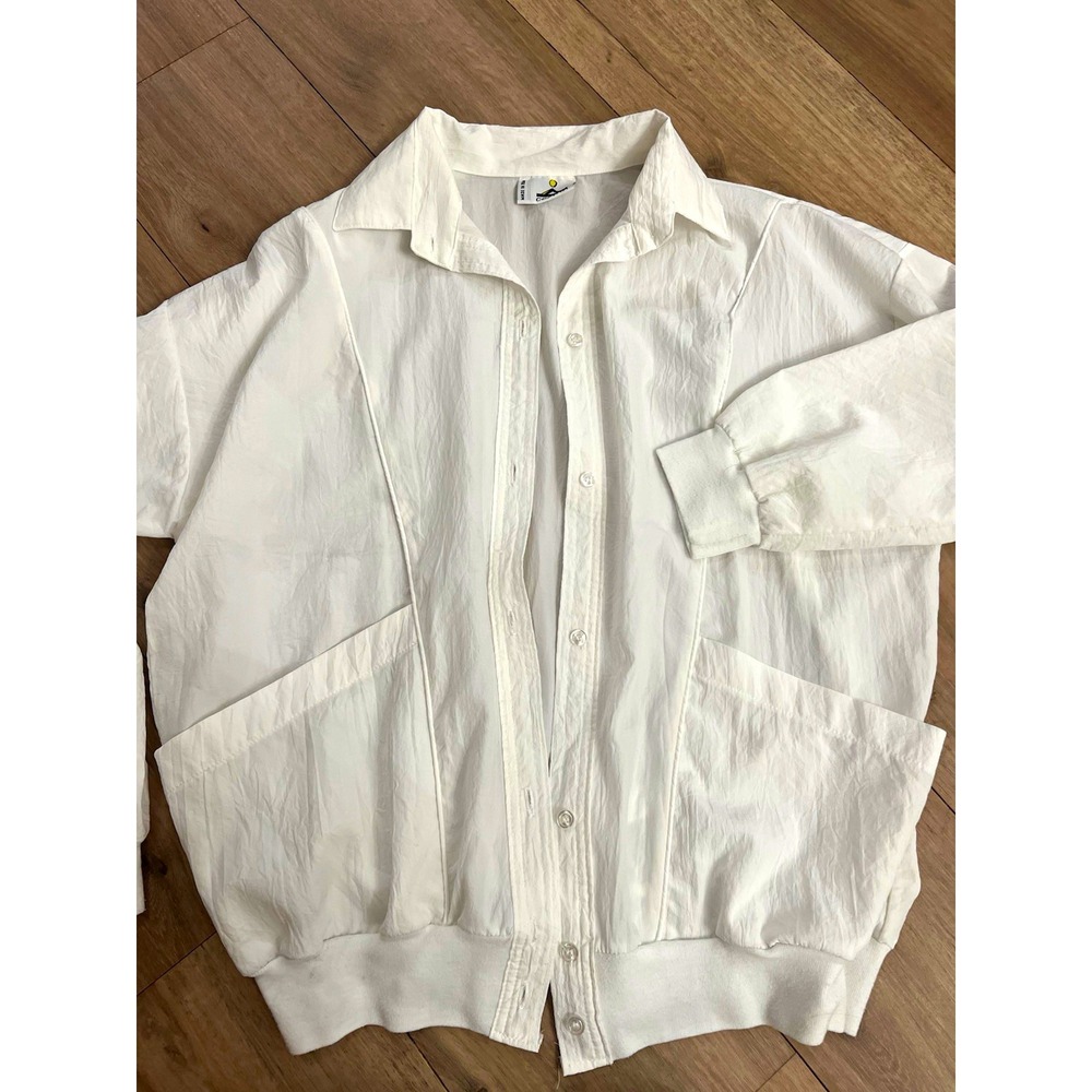 *Vintage Rare* 80s Cortiva Women's White Collared Button Front Long Sleeve